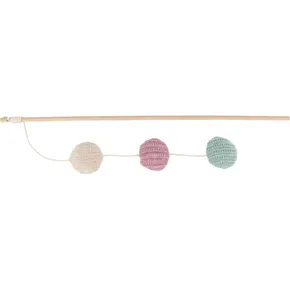 Hrací prút s 3 loptičkami, catnip, drevo/látka, 40 cm